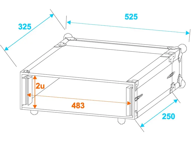 Effect rack CO DD, D:25cm, 2U, svart 
